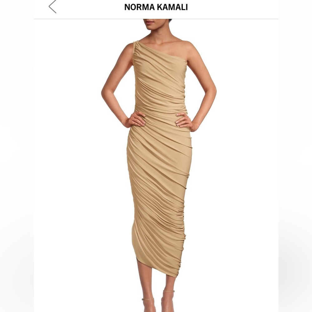 Norma Kamali beige one shoulder dress size S